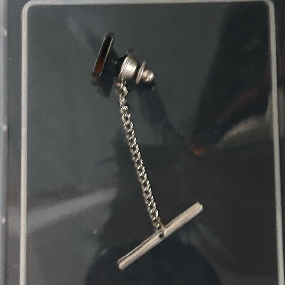 Christian Dior Tie Tack Pin Logo Black Gold/solver  Men's Accessory Used - Picture 5 of 5